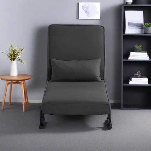 3 in 1 Sleeper Sofa Bed with Side Pocket, Black Convertible Futon Couch W34330