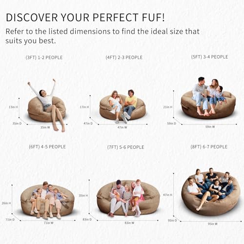 Bean Bag Chair for Adults 3FT, Soft Removable Cover, Light Gray M535251