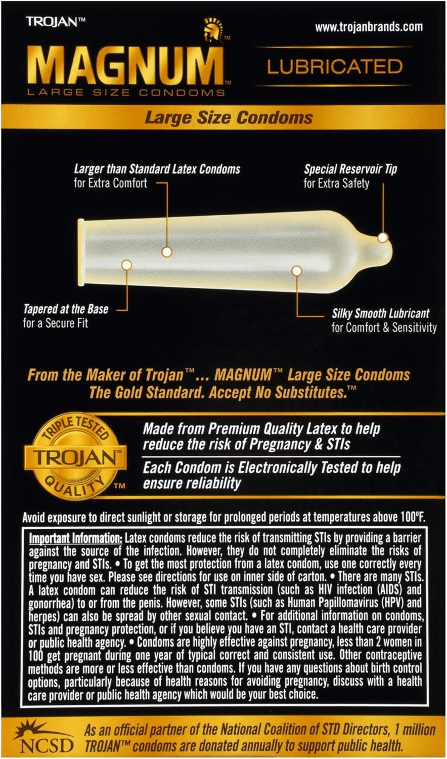 Trojan Magnum Large and XL Lubricated Condoms, 24 Count O330886