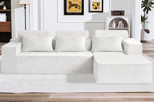 HABUTWAY 105" L-Shape Modular Sectional Sofa, Grey Velvet G848557