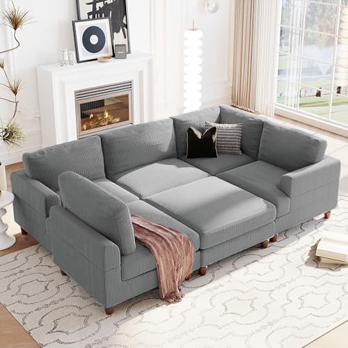 Oversized Modular Sectional Sofa with Movable Ottoman E909