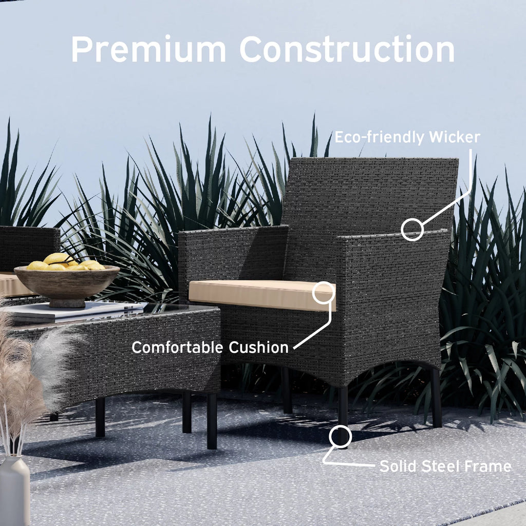 Nestl 4-Piece Outdoor Patio Furniture Set, Wicker, Black/Beige P798857