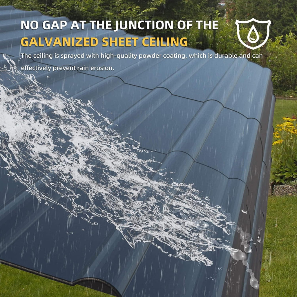 12'x20' Heavy Duty Metal Carport with Galvanized Steel Roof for 2 Car E840