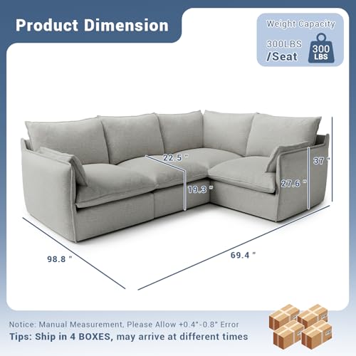Cloud Modular Sectional Sofa, Waterproof Down Filled, High Backrest 5 Seater, Dark Gray J53470