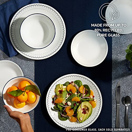 Corelle Vitrelle 6-Piece Salad Plate Set, Triple Layer Glass, 6.75 Inch, Winter Frost White W56883