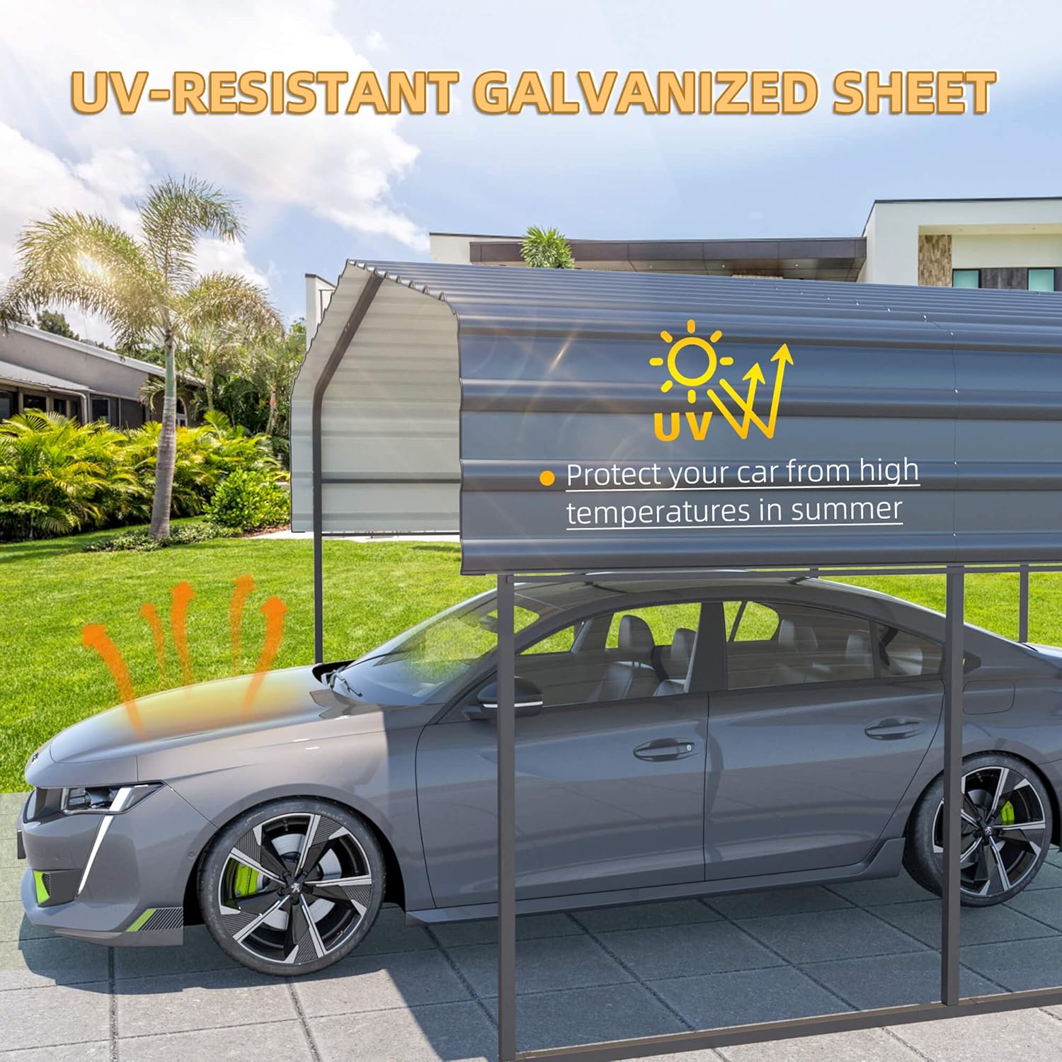 MELLCOM 12 x 20 ft Carport with Galvanized Steel Roof W82817