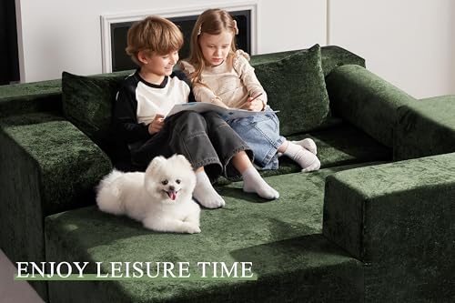 HABUTWAY 105" L-Shape Modular Sectional Sofa, Grey Velvet G848557
