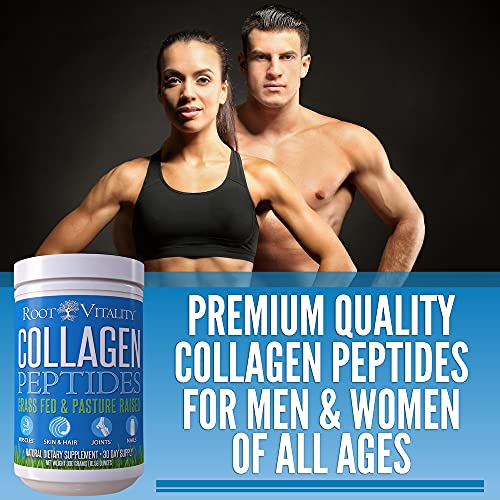 Root Vitality Collagen Peptides Powder - Grass-Fed Hydrolyzed Protein Supplement for Skin, Hair & Nails U87368