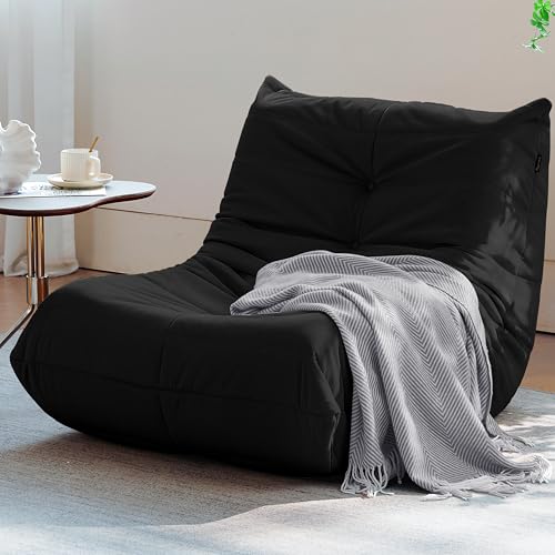 Bean Bag Chair for Adults Suede Microfiber Fireside Floor Chair 3-Seater Beige F151744