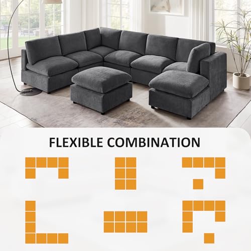 Modular Sectional Sofa with Ottoman for Small Apartments U669203