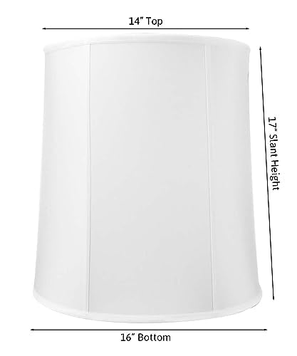Prestige Tall Drum Lampshade 14x16x17 White Shantung Fabric U74085