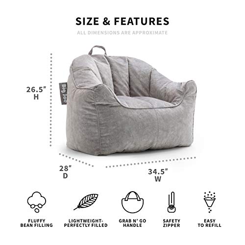 Big Joe Dorm Bean Bag Chair with Drink Holder, Black Smartmax, 3 ft Q1693