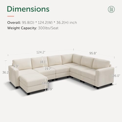 HONBAY Corduroy Modular Sectional Couch with Storage, Dark Gray A586576