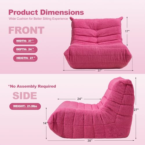 Bean Bag Chair Big Sofa for Adults with Memory Foam, Black Plush A2357