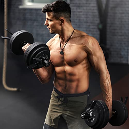 LIONSCOOL 16"/20" Loadable Dumbbells Pairs, Commercial Grade Olympic Dumbbell Bar F2694