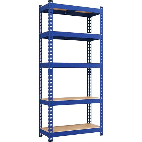 Yaheetech 5-Tier Heavy Duty Garage Shelving Unit, Adjustable Metal Storage Rack, Blue J339478