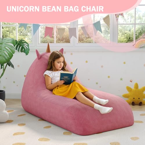 COMAX Unicorn Bean Bag Chair for Kids with Filler, Pink H562644