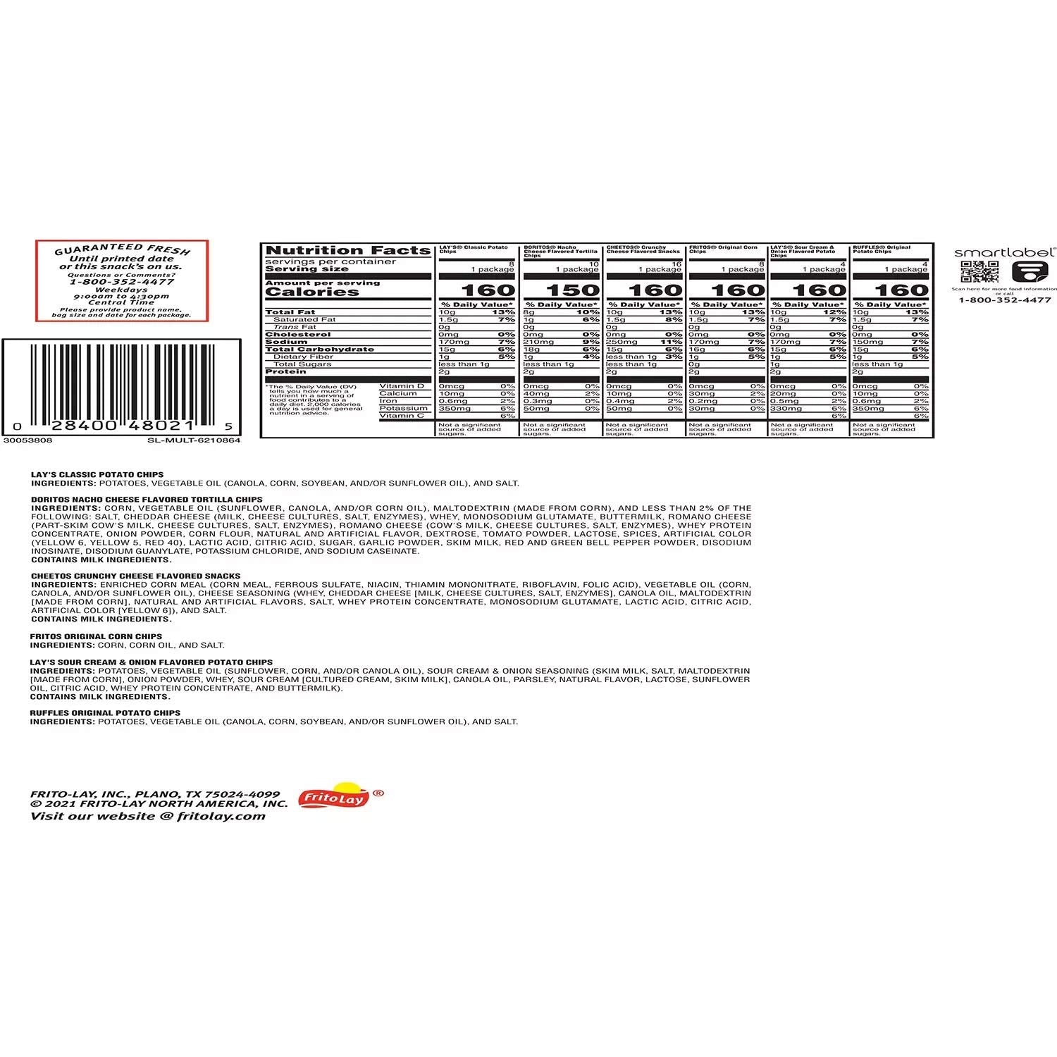 Frito Lay Big Grab Classic Mix Variety Chips, 50ct F5810