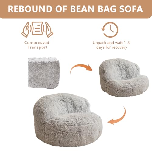 BYBYME Giant Faux Fur Bean Bag Chair for Adults with Filler T1937