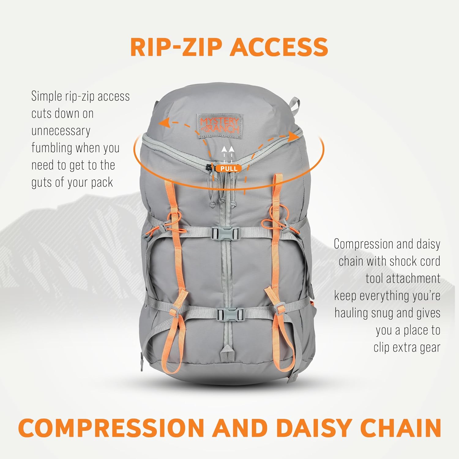 Mystery Ranch Gallagator 20 Daypack Hiking Backpack, Gravel, S/M F63950