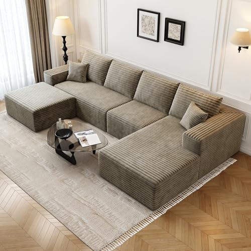 Cloud Modular Sectional Sofa with Ottoman, U Shaped, Black M332378