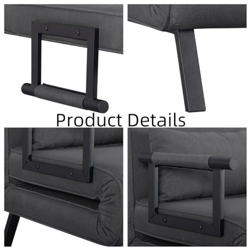 3 in 1 Sleeper Sofa Bed with Side Pocket, Black Convertible Futon Couch W34330