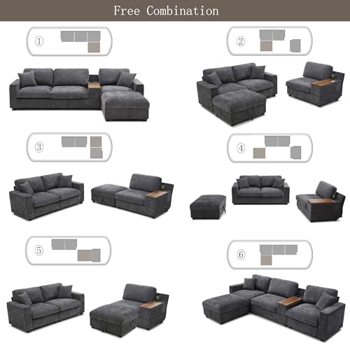 Oversized Modular Sectional Sofa with Movable Ottoman E909