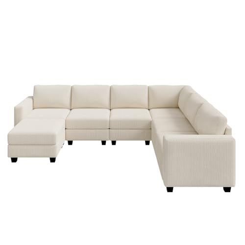 HONBAY Corduroy Modular Sectional Couch with Storage, Dark Gray A586576