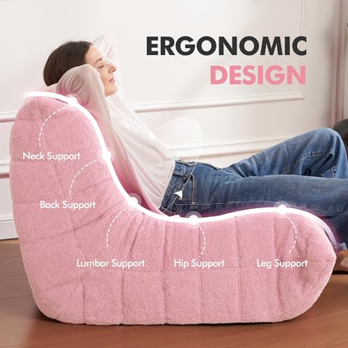 Bean Bag Chair Big Sofa for Adults with Memory Foam, Black Plush A2357