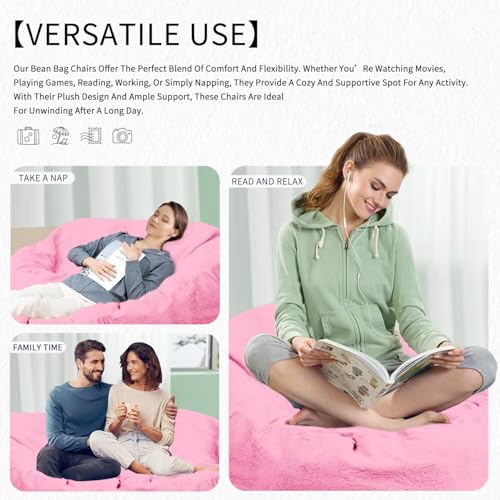 Bean Bag Chair for Adults 3FT, Soft Removable Cover, Light Gray M535251