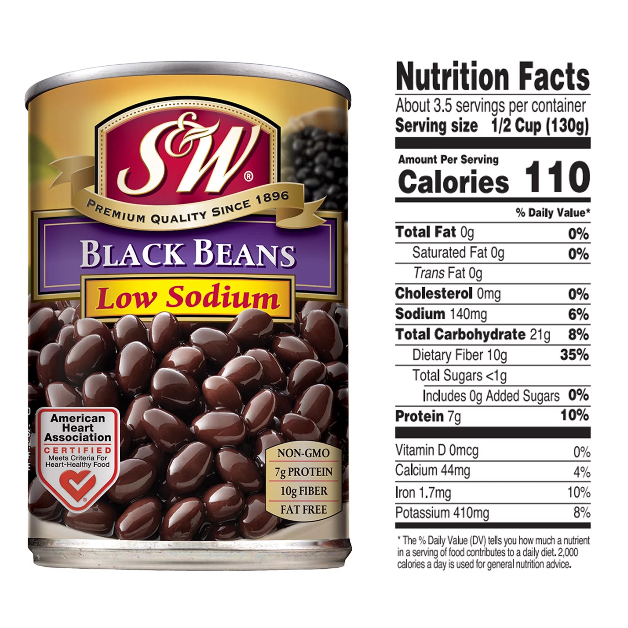 S&W Low Sodium Canned Black Beans, 15 oz (12 Pack) W2024