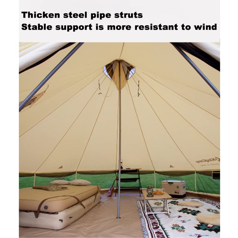 Canvas Bell Tent with Stove Jack, 4 Season Waterproof Glamping Tent for Family Camping V2307
