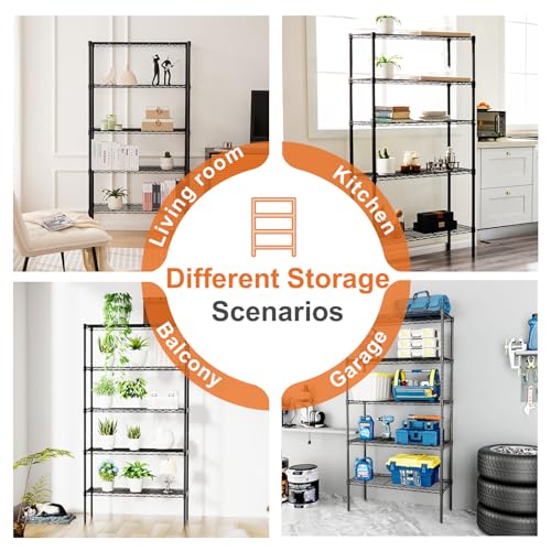 Sweetcrispy 4-Shelf Storage Shelving Unit, Adjustable Metal Wire Racks B3757