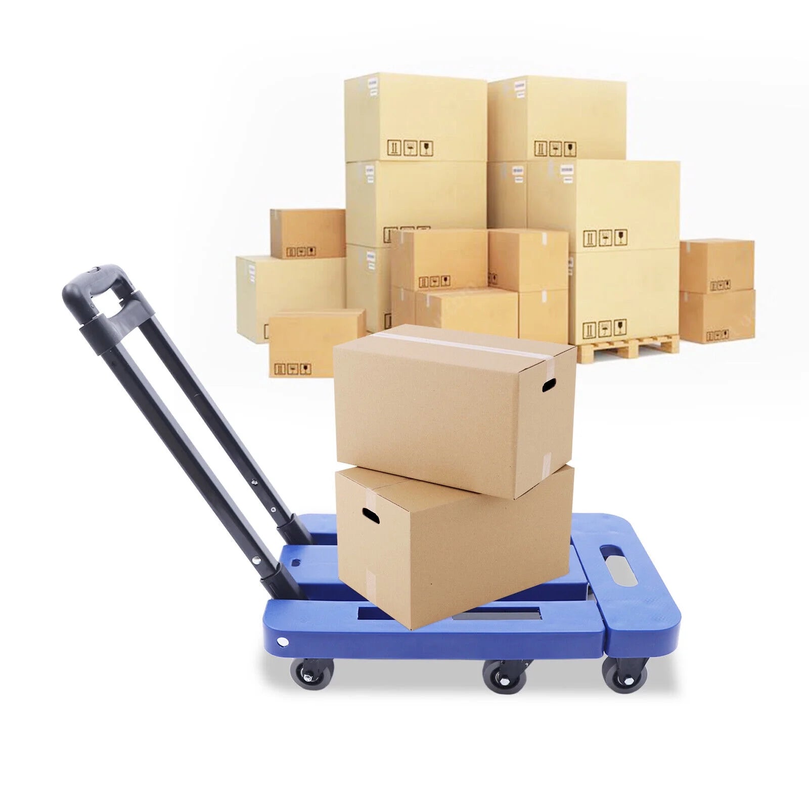 Folding Dolly Trolley Cart 220lbs Capacity 6 Wheels P5568