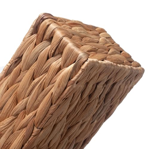 Water Hyacinth Toilet Tank Basket with 3 Dividers for Bathroom Storage Q556
