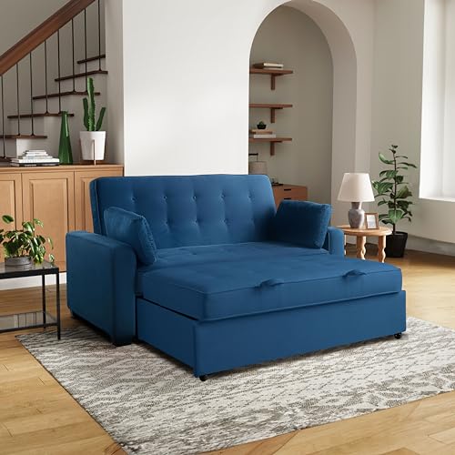 Serta Ainsley Convertible Sleeper Sofa Queen Size Navy Velvet V951