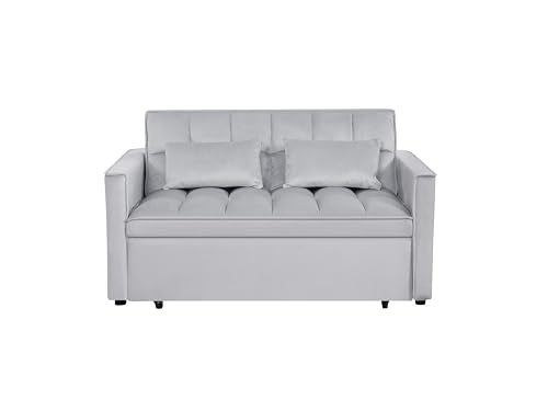 3 in 1 Convertible Sleeper Sofa Bed Futon with Adjustable Backrest, Velvet, Black Q74350