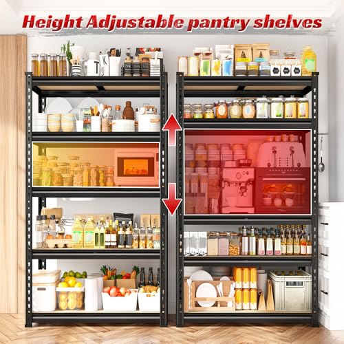REIBII Set of 2 Storage Shelves 5 Tier Heavy Duty Metal Garage Shelving R5807