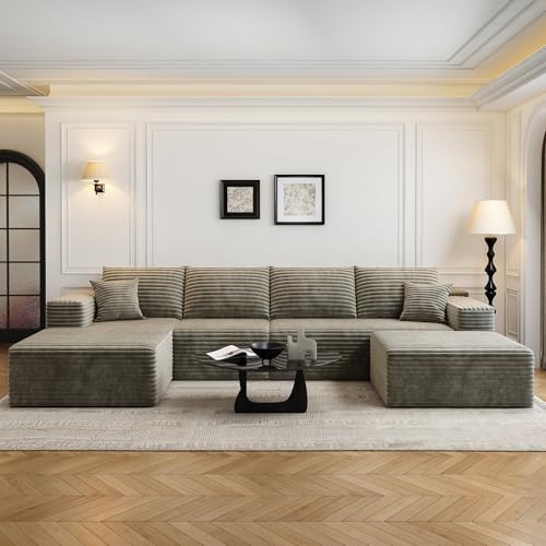 Cloud Modular Sectional Sofa with Ottoman, U Shaped, Black M332378