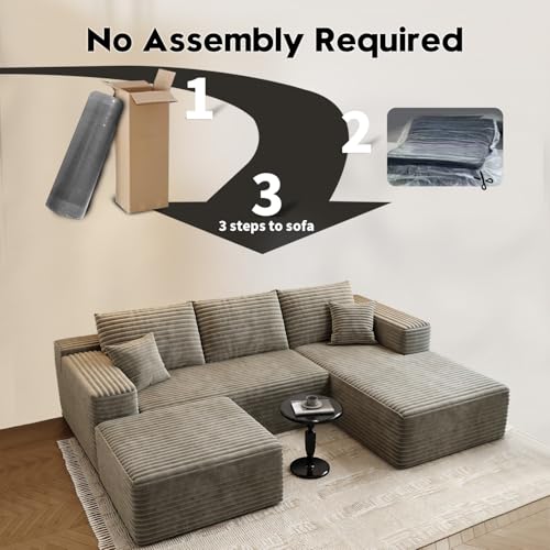 Cloud Modular Sectional Sofa with Ottoman, U Shaped, Black M332378