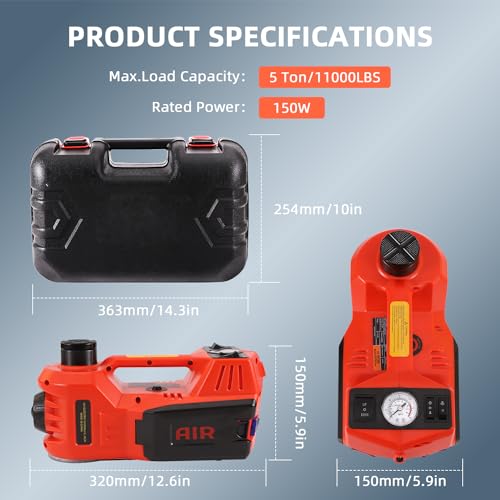 12V 5 Ton Electric Car Jack with Inflator Pump for SUV Sedan MPV Y442659