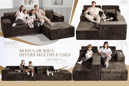 HABUTWAY 105" L-Shape Modular Sectional Sofa, Grey Velvet G848557