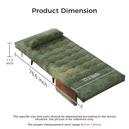 Convertible Chair Bed Sleeper for Adults with Wooden Arms, Linen G638