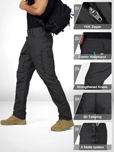 FREE SOLDIER Men's Cargo Pants Tactical Stretch Ripstop Work Pants E237