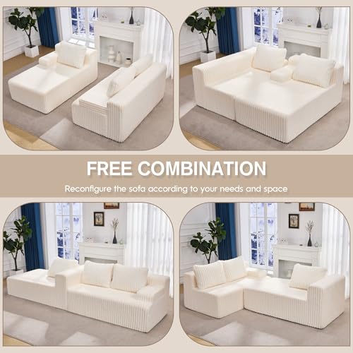 Modular Sectional Sofa L-Shape Couch with Oversized Chaise, Grey Stripe I49459
