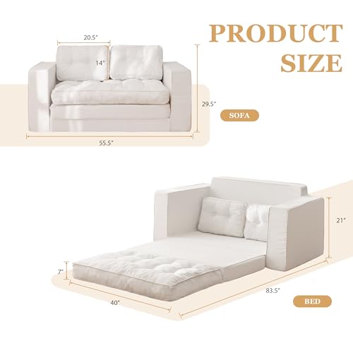 YOSHOOT Loveseat Sleeper Sofa 55" Convertible Sofa Bed Couch with Reclining Backrest U145129