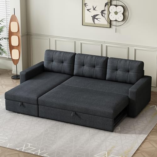Ball & Cast L-Shape Reversible Sectional Sleeper Sofa Bed with Storage Chaise S803032