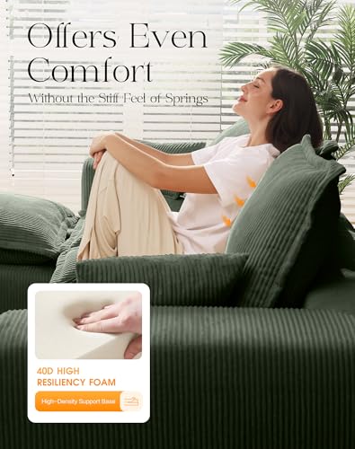 Comfy Cloud Couch with L-Shape Chaise, Modular Sectional Sofa in a Box, Soft Corduroy, Black U67688