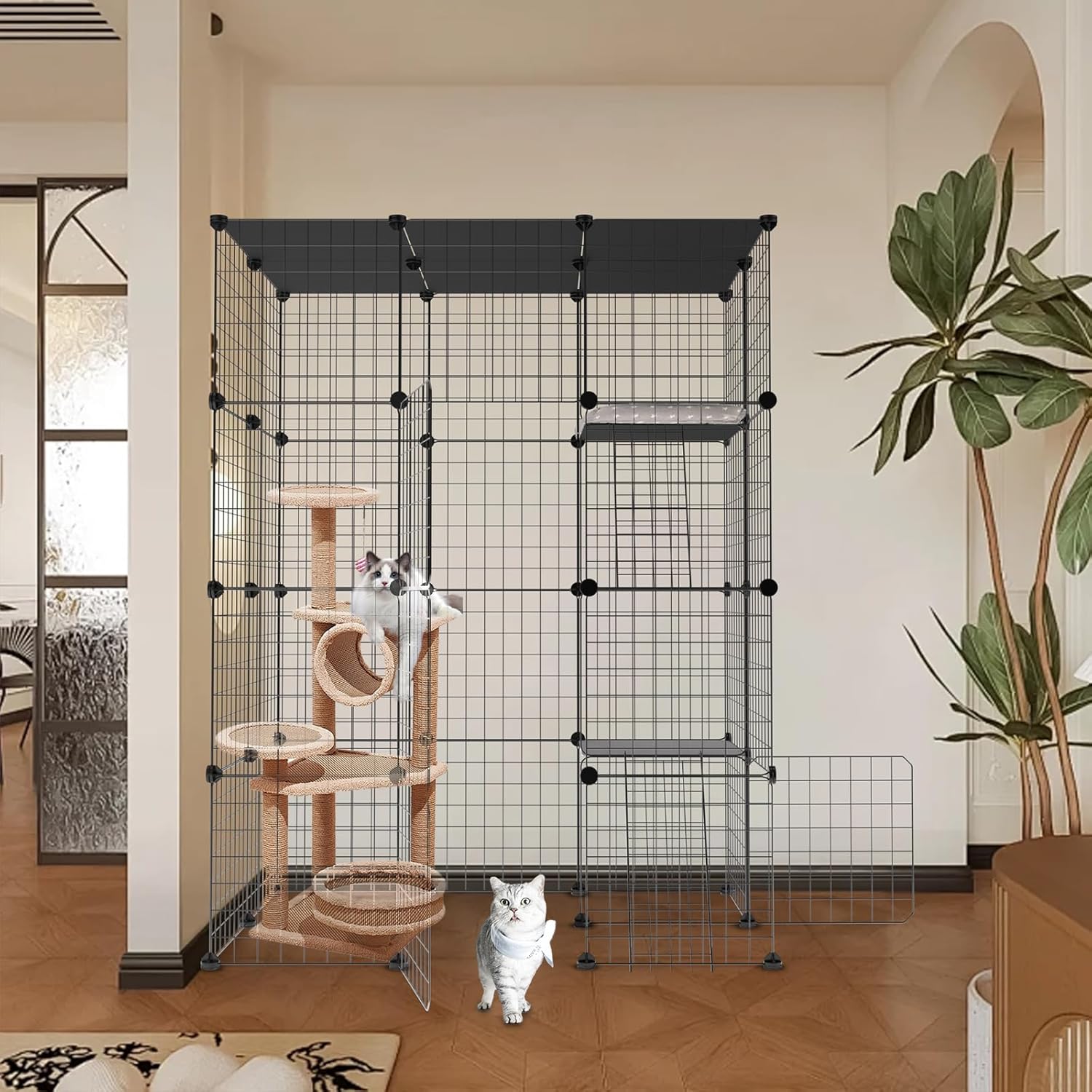 Large Cat Cage 3-Tier Catio Outdoor Cat Enclosure B2583