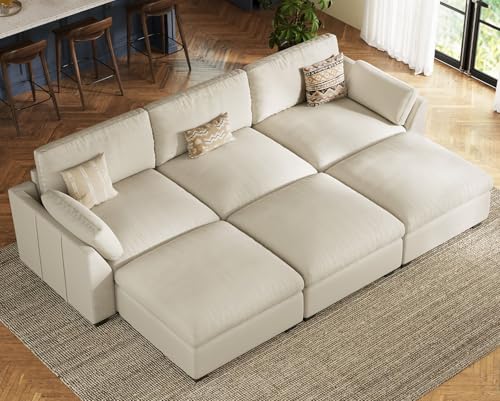 Belffin Extra Large Modular Sectional Sofa, 4-Seater L Shaped Velvet Couch, Black A1471